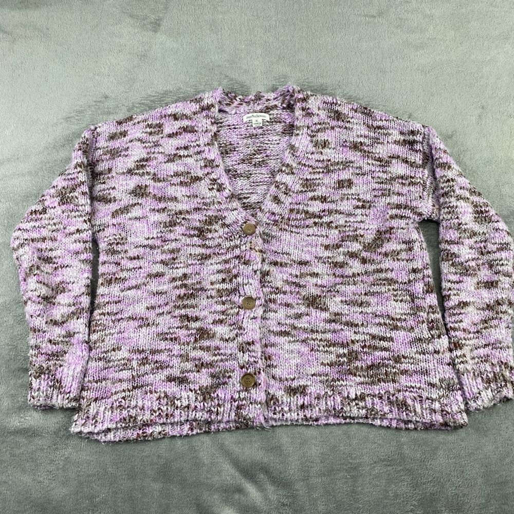 John Paul Richard Purple Brown‎ Marled Knit Button Front Cardigan Sweater XL